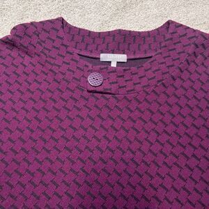 Habitat Clothes To Live In Oversize Sweater Women L Lagenlook Houndstooth Purple
